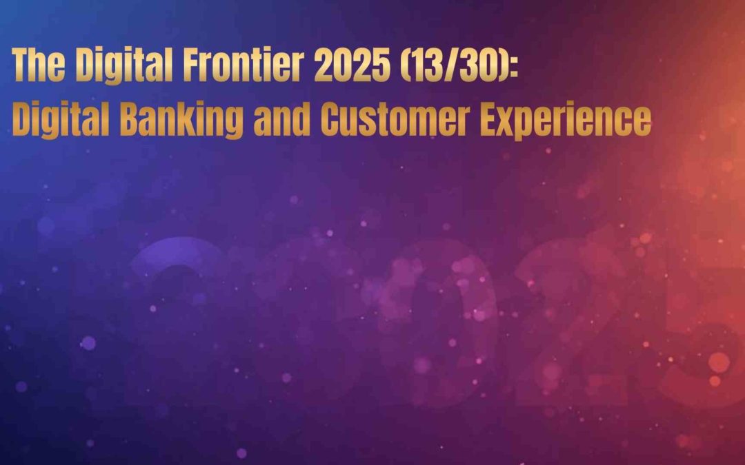 Customer using a mobile banking app with digital finance icons representing modern banking experience